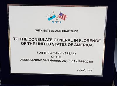 40° anniversario della Fratellanza San Marino-America